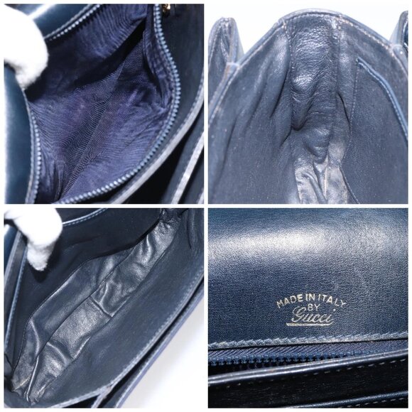 GUCCI Micro GG Canvas Shoulder Bag Navy Gold Auth ep8779 - Picture 15 of 16